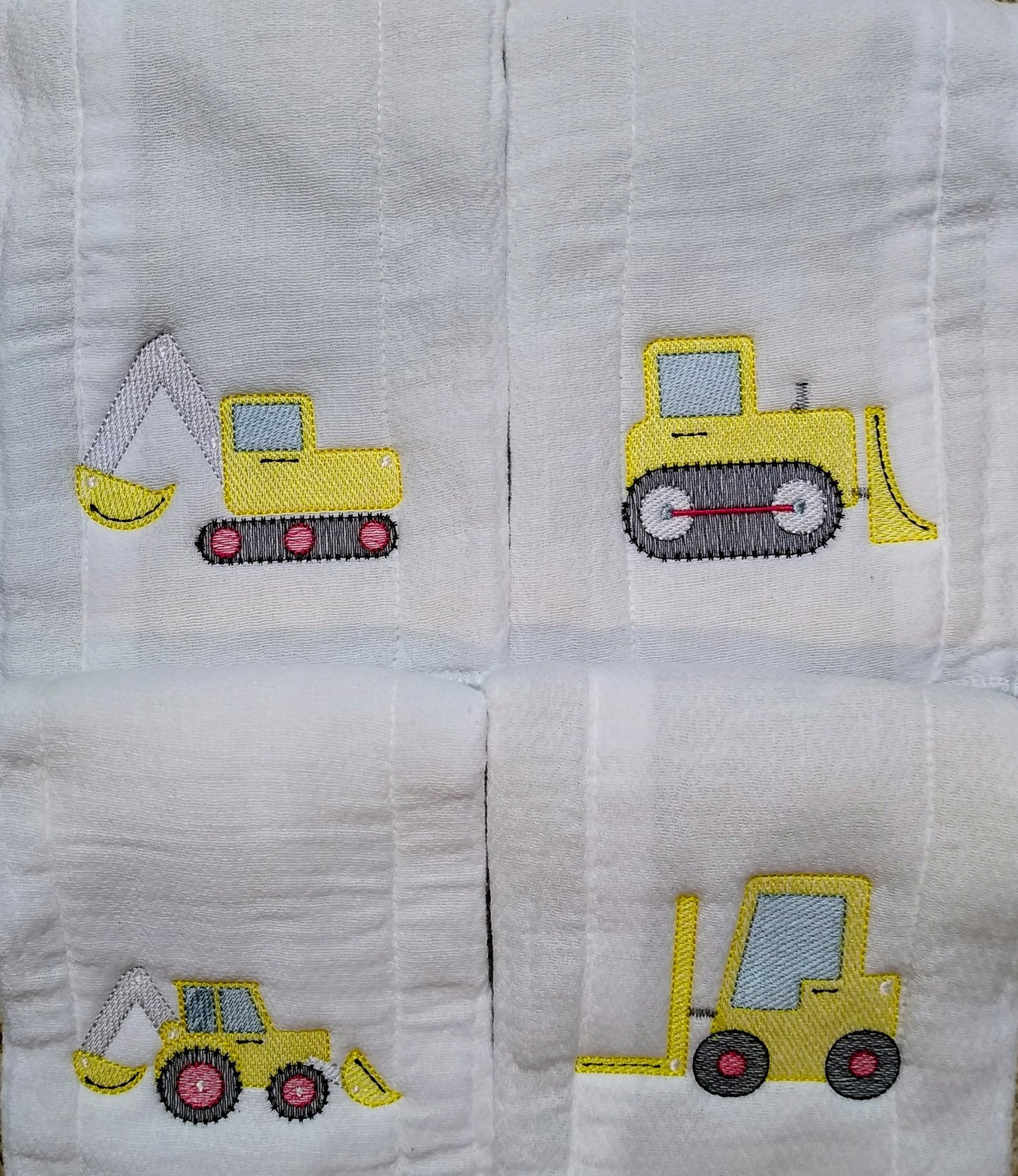 Construction Equipment Themed Burp Cloths