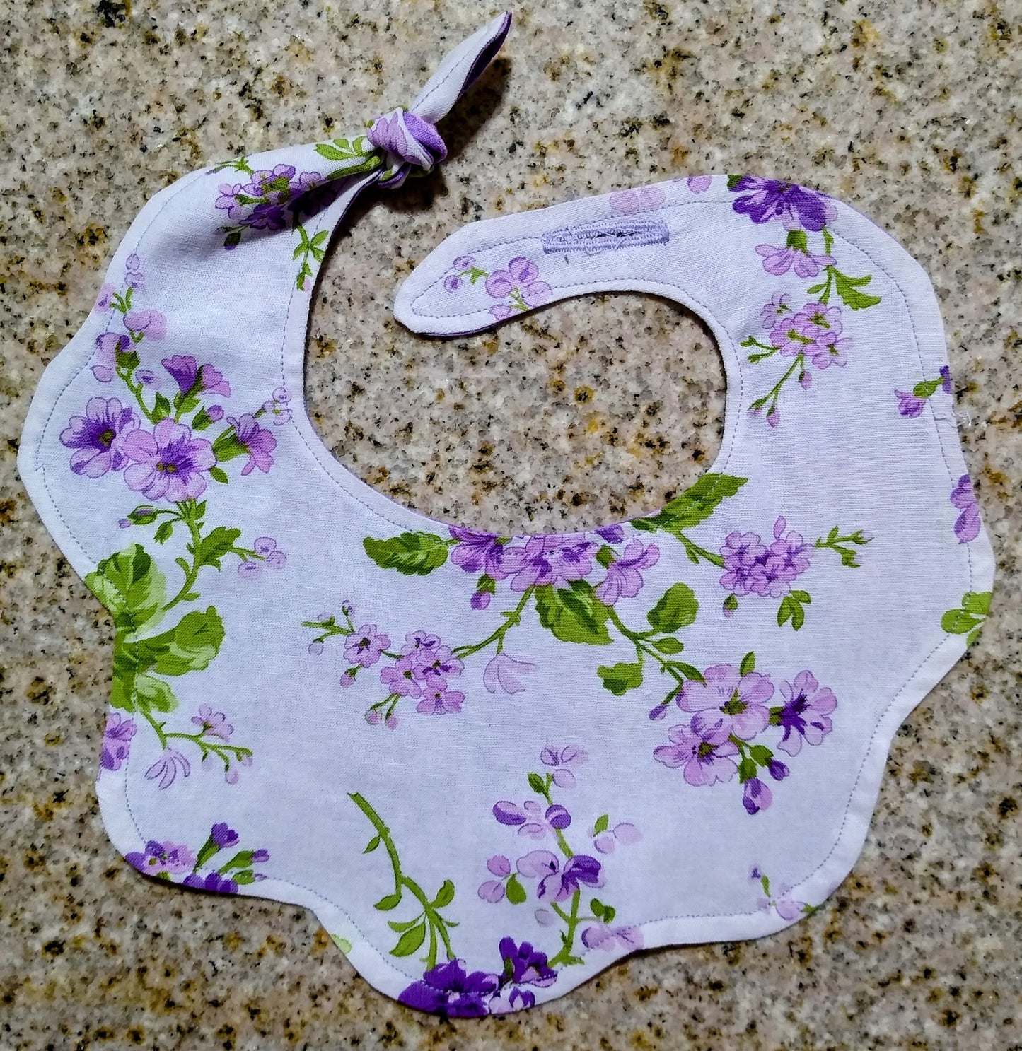 Purple Flowered Reversable Drool Bib