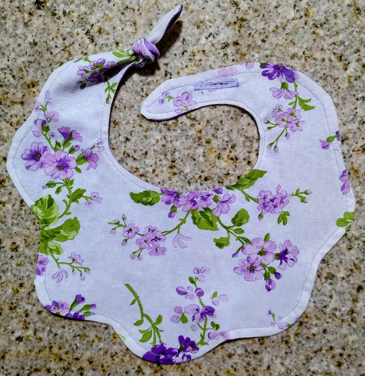 Purple Flowered Reversable Drool Bib