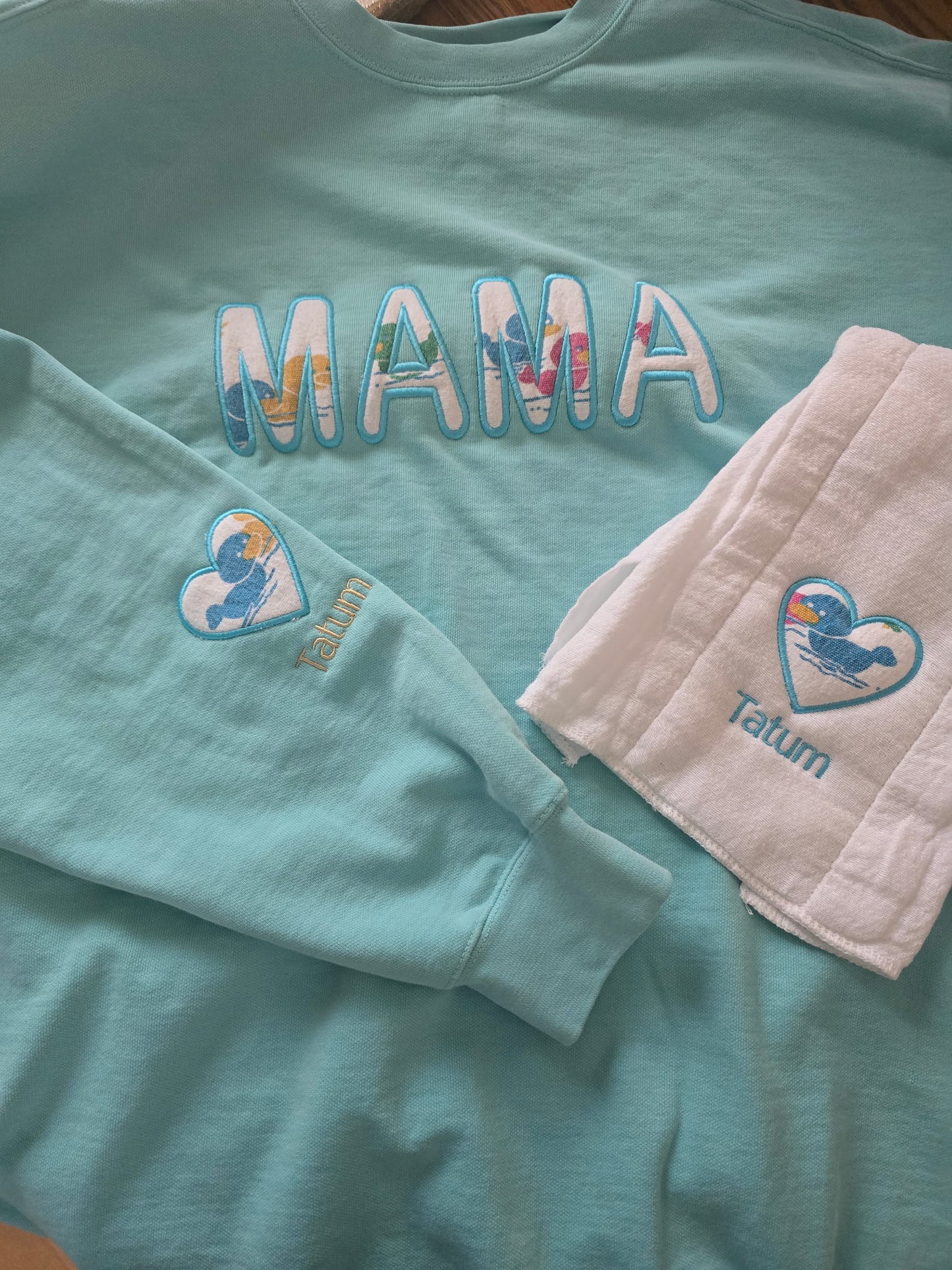 Custom Mama Sweatshirt with Baby Blanket Applique